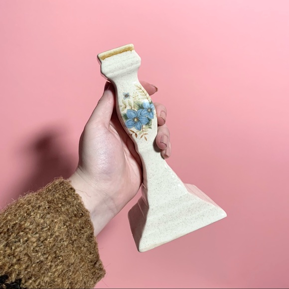 Vintage floral ceramic candlestick holder - Picture 2 of 4